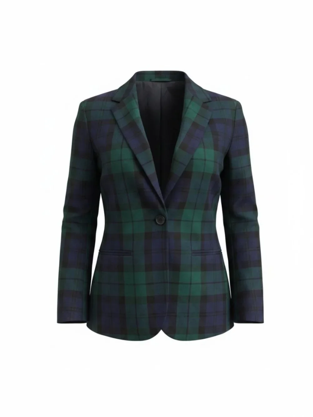 J.Crew Black Watch Tartan Plaid One Button Blazer Jacket Size 2